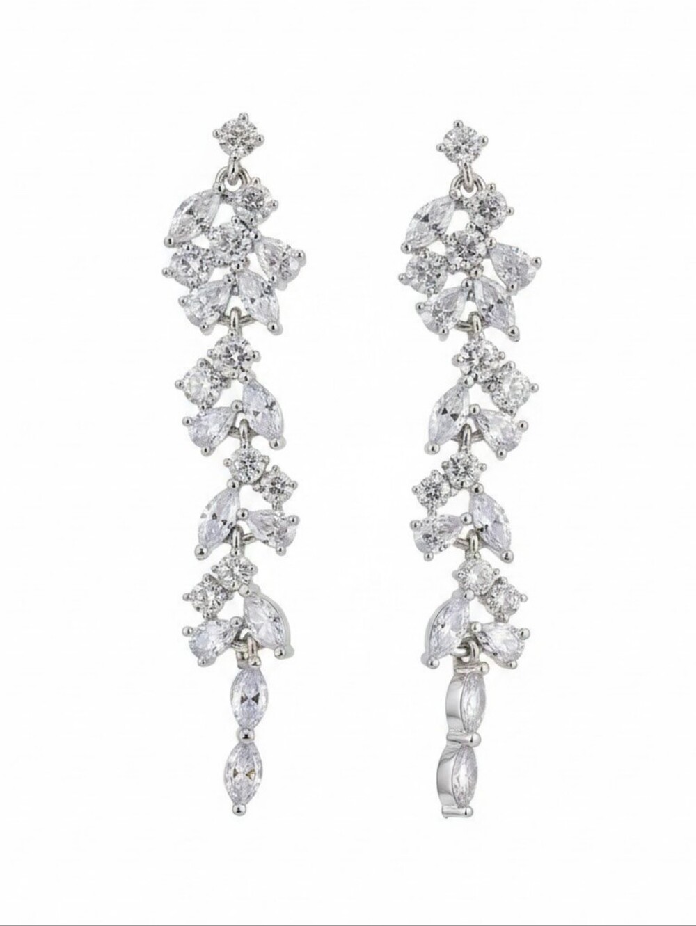 🩶▪️Gemelli ▪️Silver Crystal Linear Drop Earrings